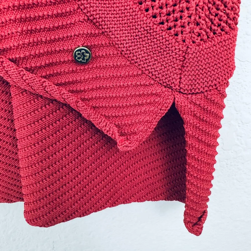 Ted Baker Womens Abrin Racerback Tank Sleeveless Sweater Size 6 Crochet Dark Red